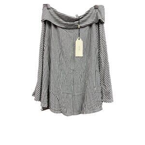 Sophia Max Gray Stripe Linen Blend Skirt NWT Medium
